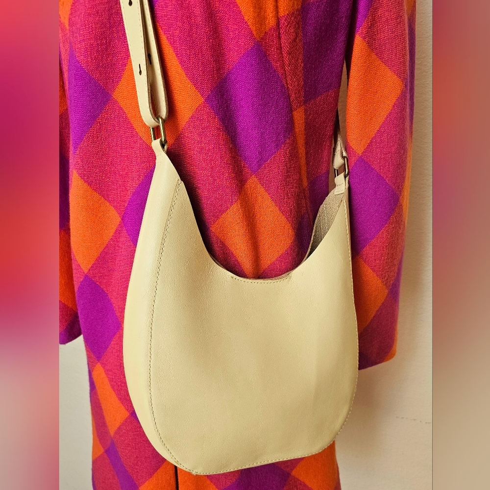 Madewell mini shopper leather shoulder crossbody bag light yellow with gold